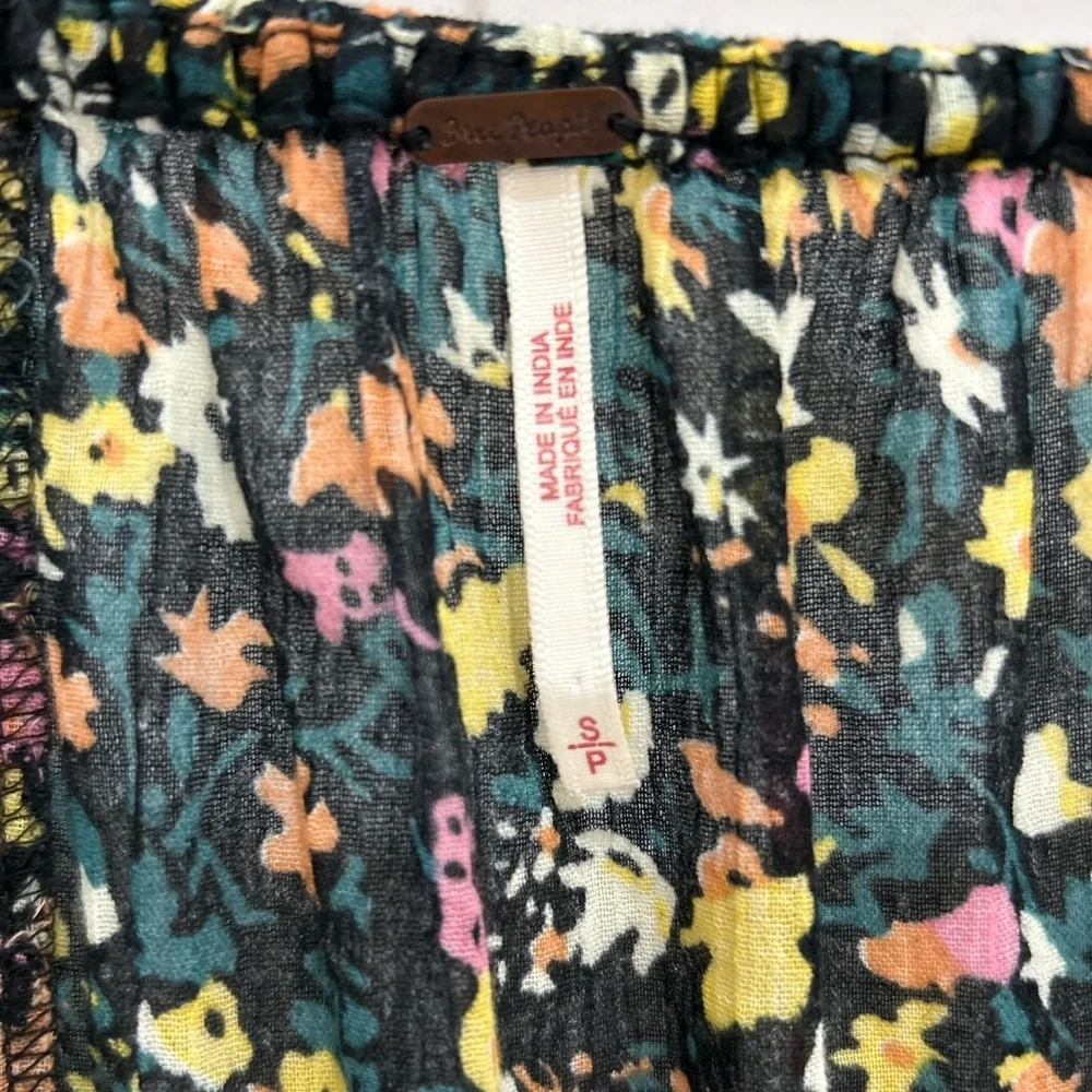 FREE PEOPLE Gardenia Tunic in Black Yellow Floral Sequin Oversized Size Small